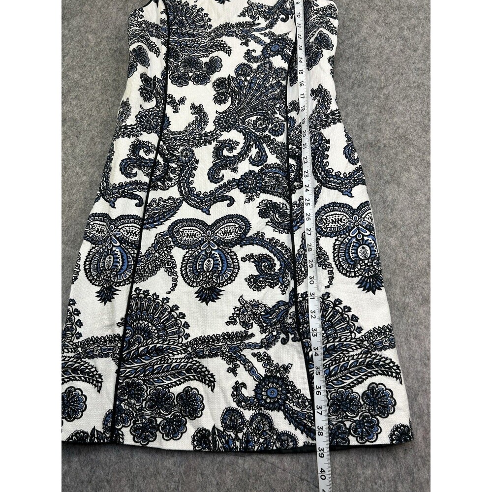 Talbots Sleeveless White Black Blue Paisley Mini Dress Size 12 - Picture 6 of 9